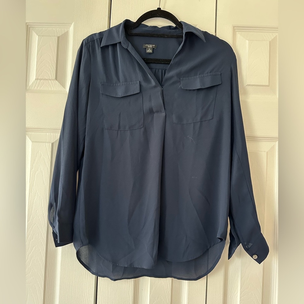 Ann Taylor navy blue blouse